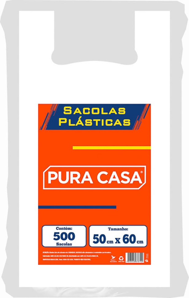 Sacola Plástica Pura Casa 50 x 60 Branca Lisa Com 500 Sacos