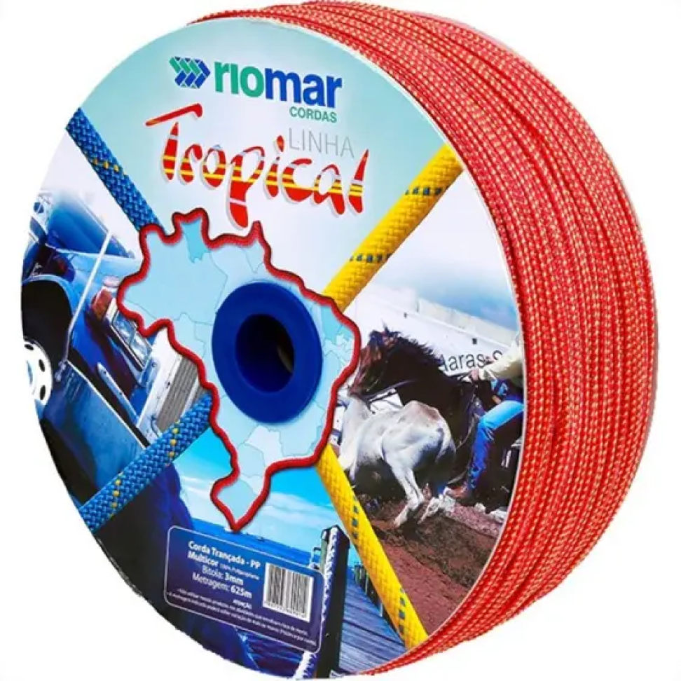 Corda Riomar Trançada 03mm Tropical Vermelho
