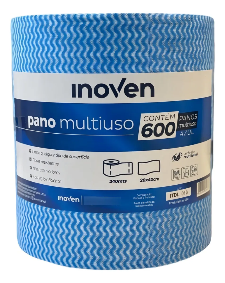 Pano de Limpeza Inoven Multiuso 28 x 40 cm 600 Panos