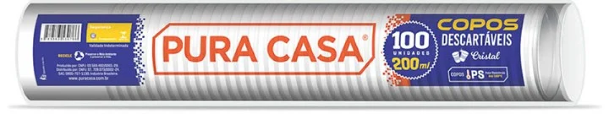 Copo Descartável 200ml Pura Casa C/100