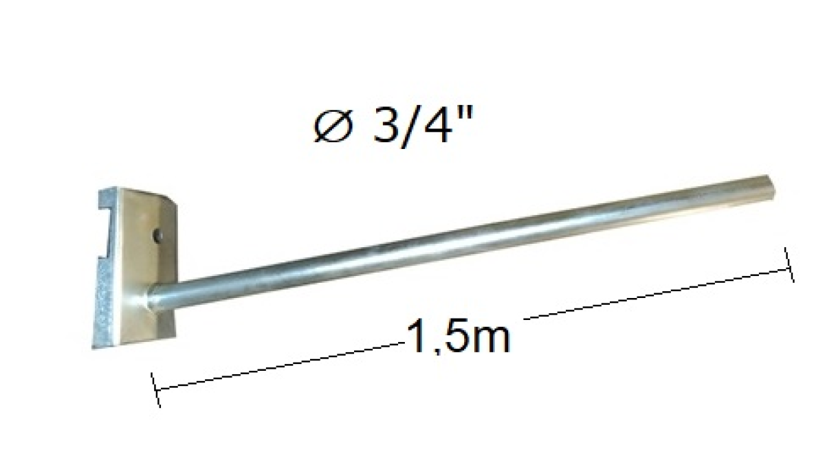 Braço Para Luminária Galvanizado Reto 1,5m x 3/4"