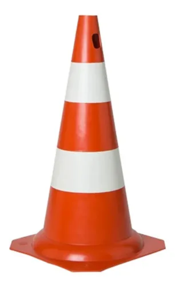 Cone de Sinalização 50cm PVC Rígido Laranja/Branco