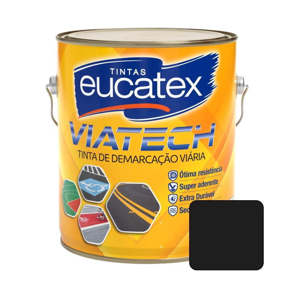 Tinta de Demarcação Emborrachada Eucatex 3,6L Preto