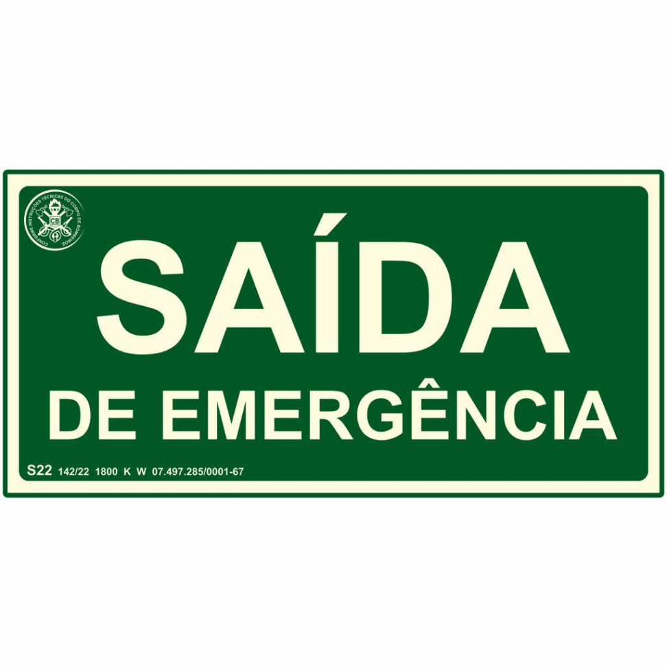 Placa Fotoluminescente 22x11cm Saída De Emergencia