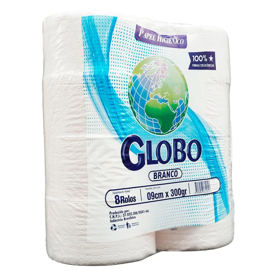 Papel Higiênico Rolão Globo Branco 08 x 300gr Cod. 313