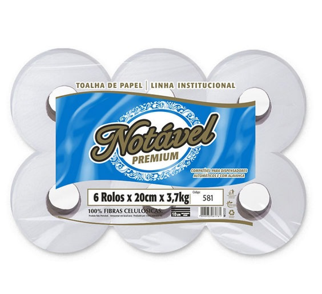 Toalha de Papel Bobina Notável Cod. 581 06 rolos x 19 cm