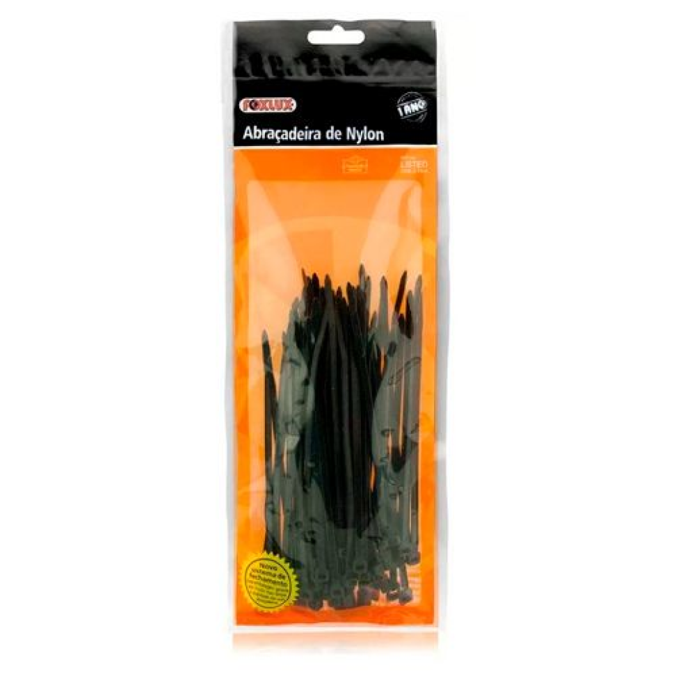 Abraçadeira de Nylon Foxlux Preta 450x6,5 mm Pct C50