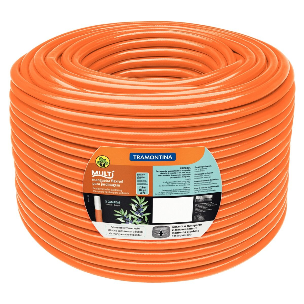Mangueira Jardim Tram Multi 03 Camadas Flexível Laranja 1/2"
