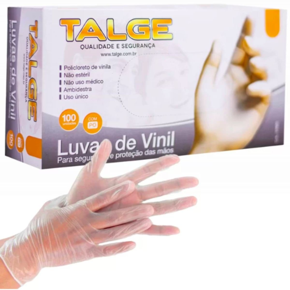 Luva Descartável Vinil Talge G Com Pó C/100