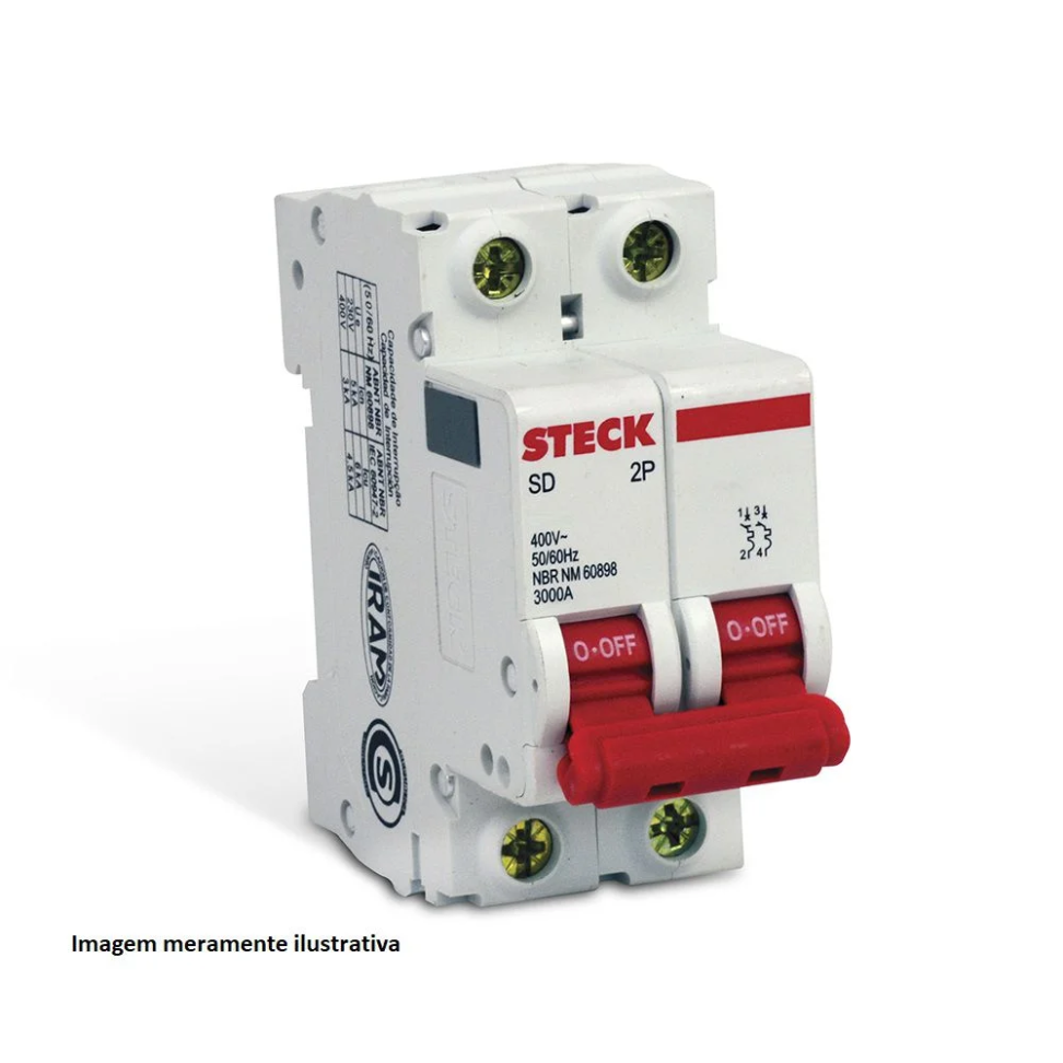 Disjuntor Steck Din Bipolar Classe C 50 Amp