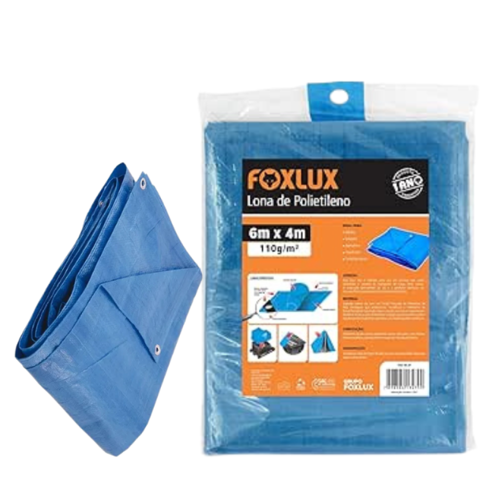 Lona de Polietileno Famastil Azul Com Ilhós 6x4m