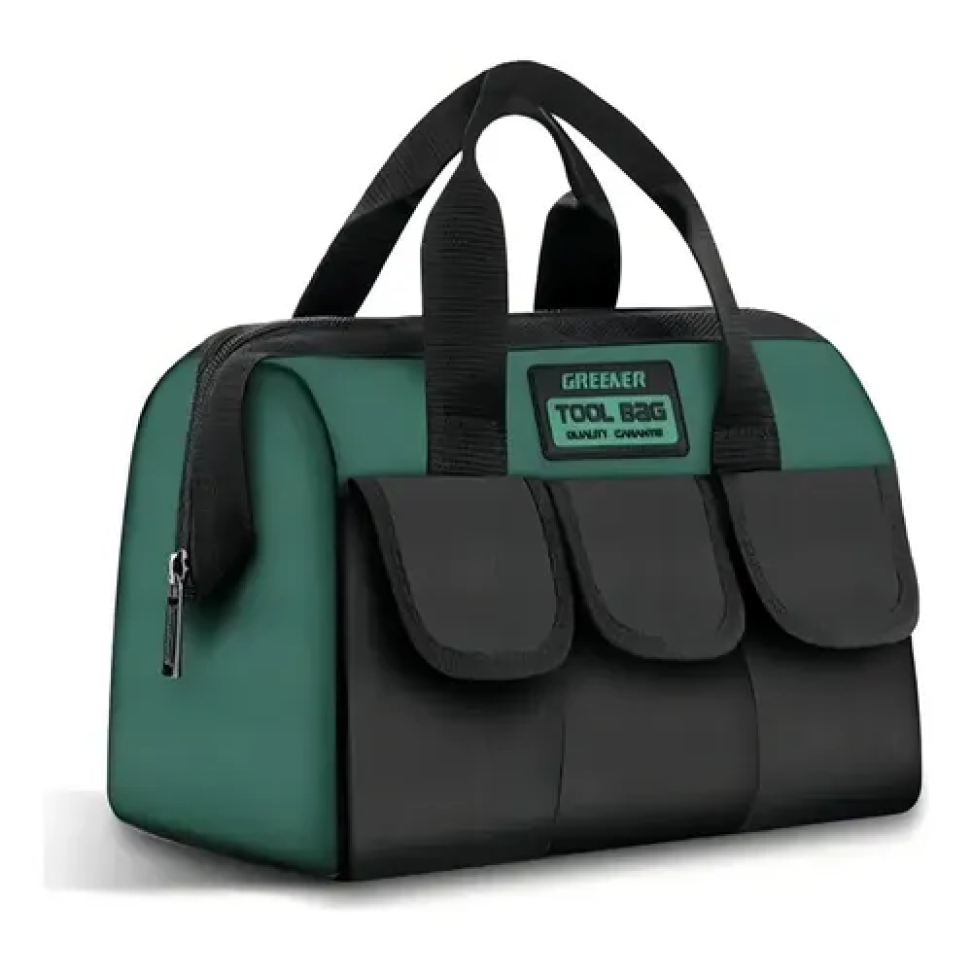 Bolsa em Lona Para Ferramentas 6 Bolsos Preta, Verde e Azul