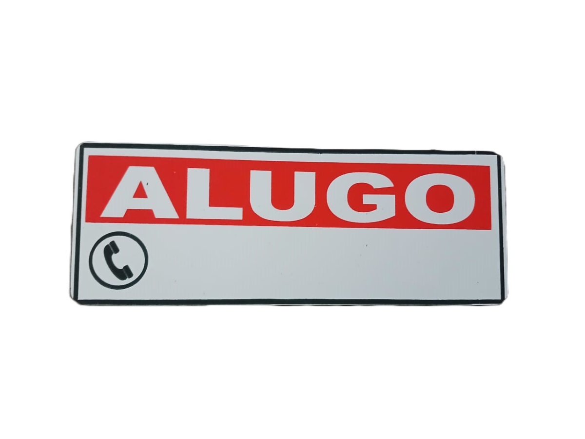 Plaquinha 19x7cm Alugo