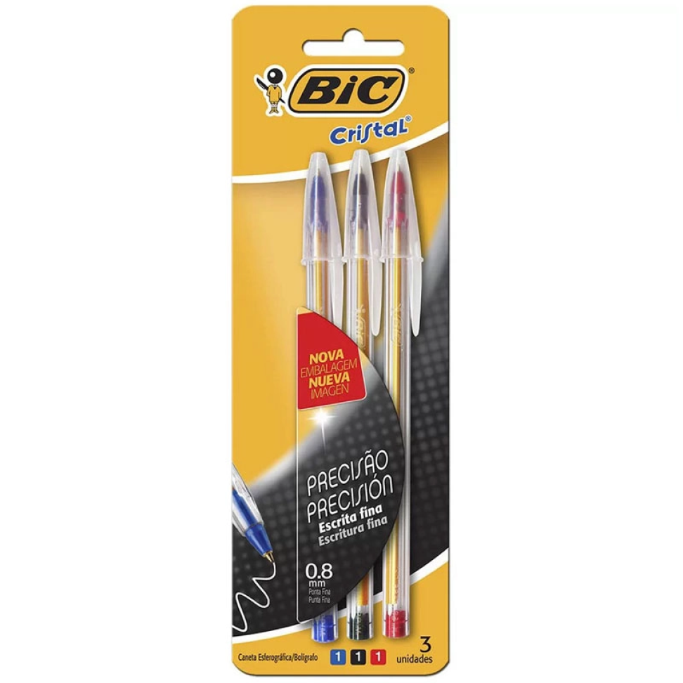 Caneta Bic Kit 3und Precisão Az,Vm,Pt