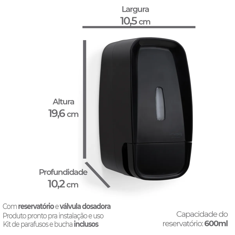 Dispenser de Sabonete Invoq Com Reservatório 600ml Preto