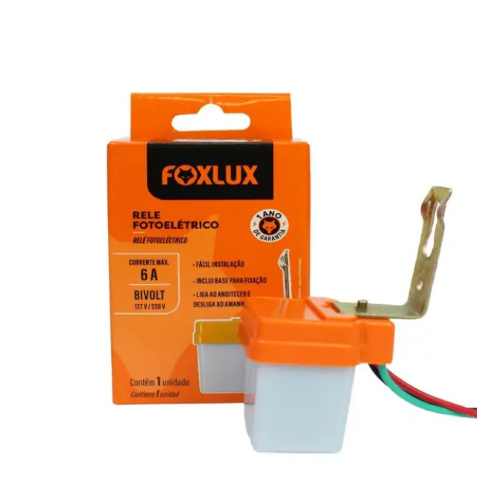 Relé Fotoelétrico Foxlux Cinza Com Base Bivolt 6A