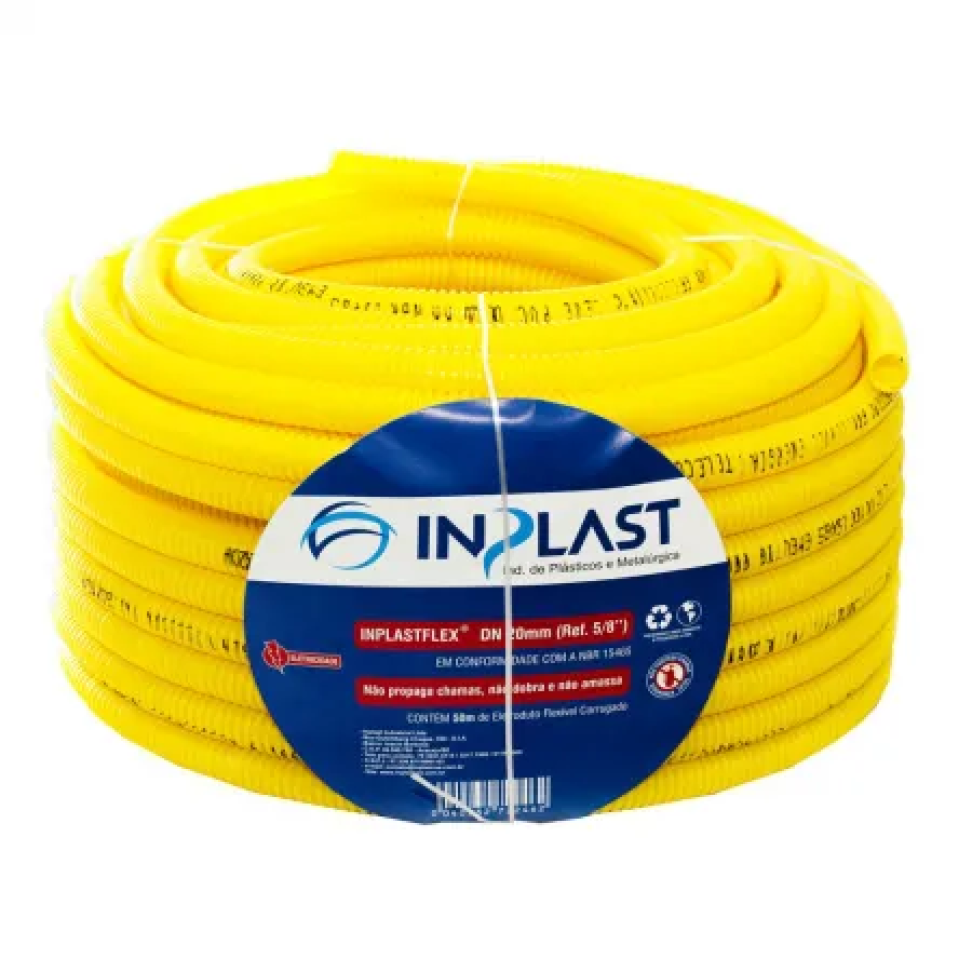Eletroduto Corrugado Inplast PVC 5/8" 20mm Amarelo
