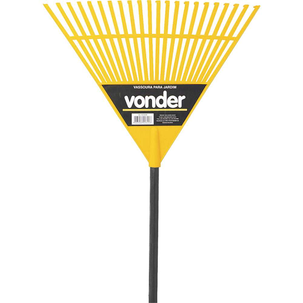 Vassoura Plástica Vonder 22 Dentes Amarela Com Cabo