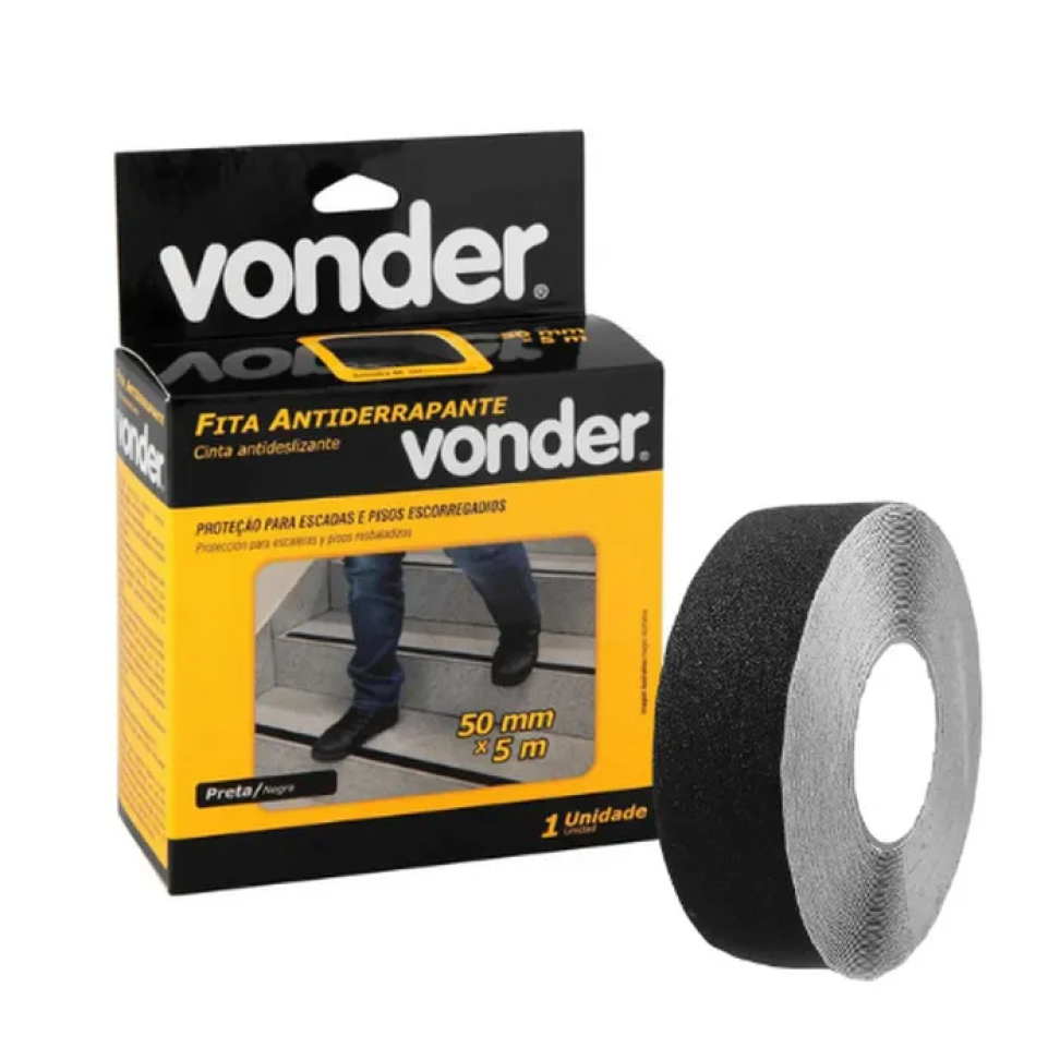 Fita Antiderrapante Vonder Preta 50mm x 5m