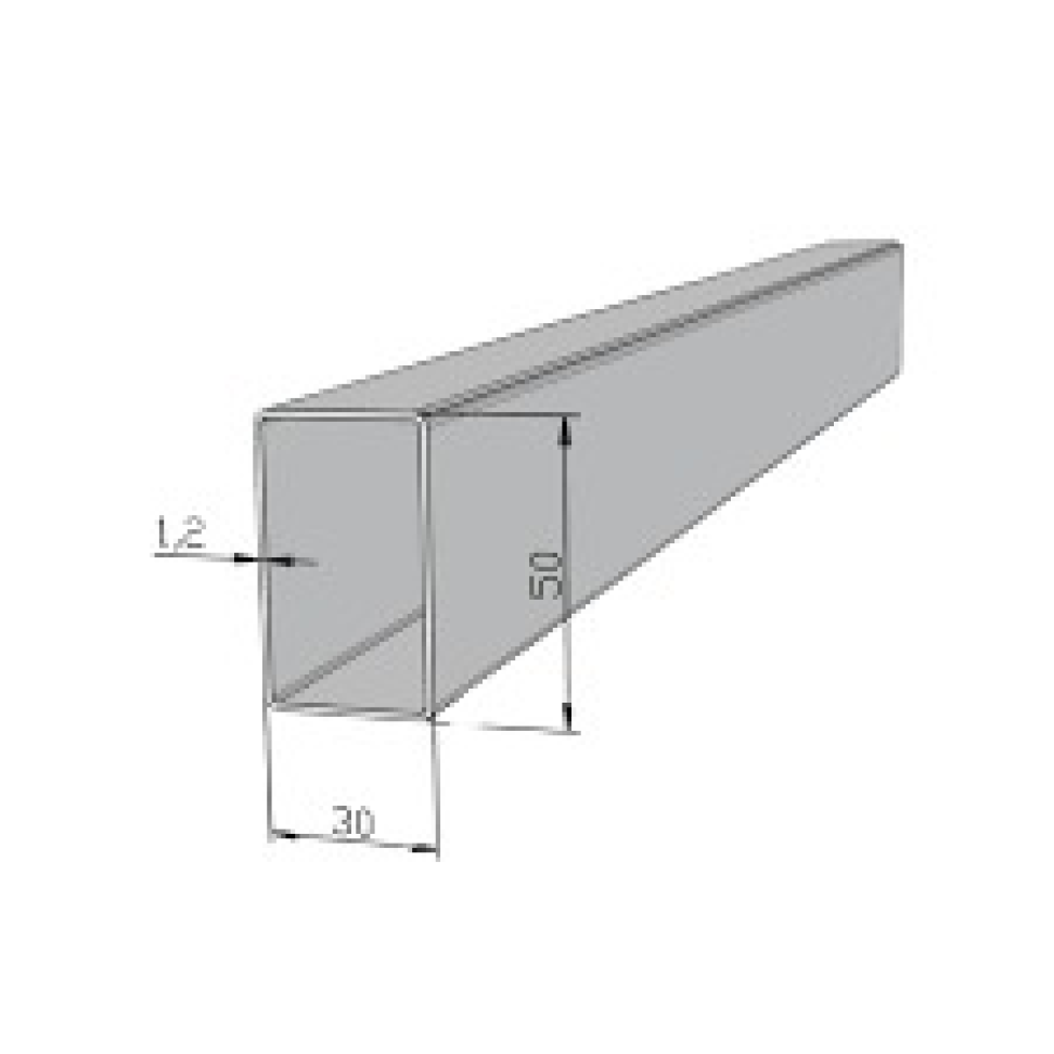 Ferro Metalon 50 x 30cm Chapa 18 1.20mm - 6 Metros