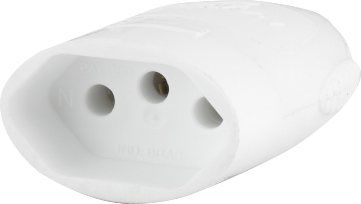 Plugue Fêmea Daneva 2P+T 10A 250V Branco
