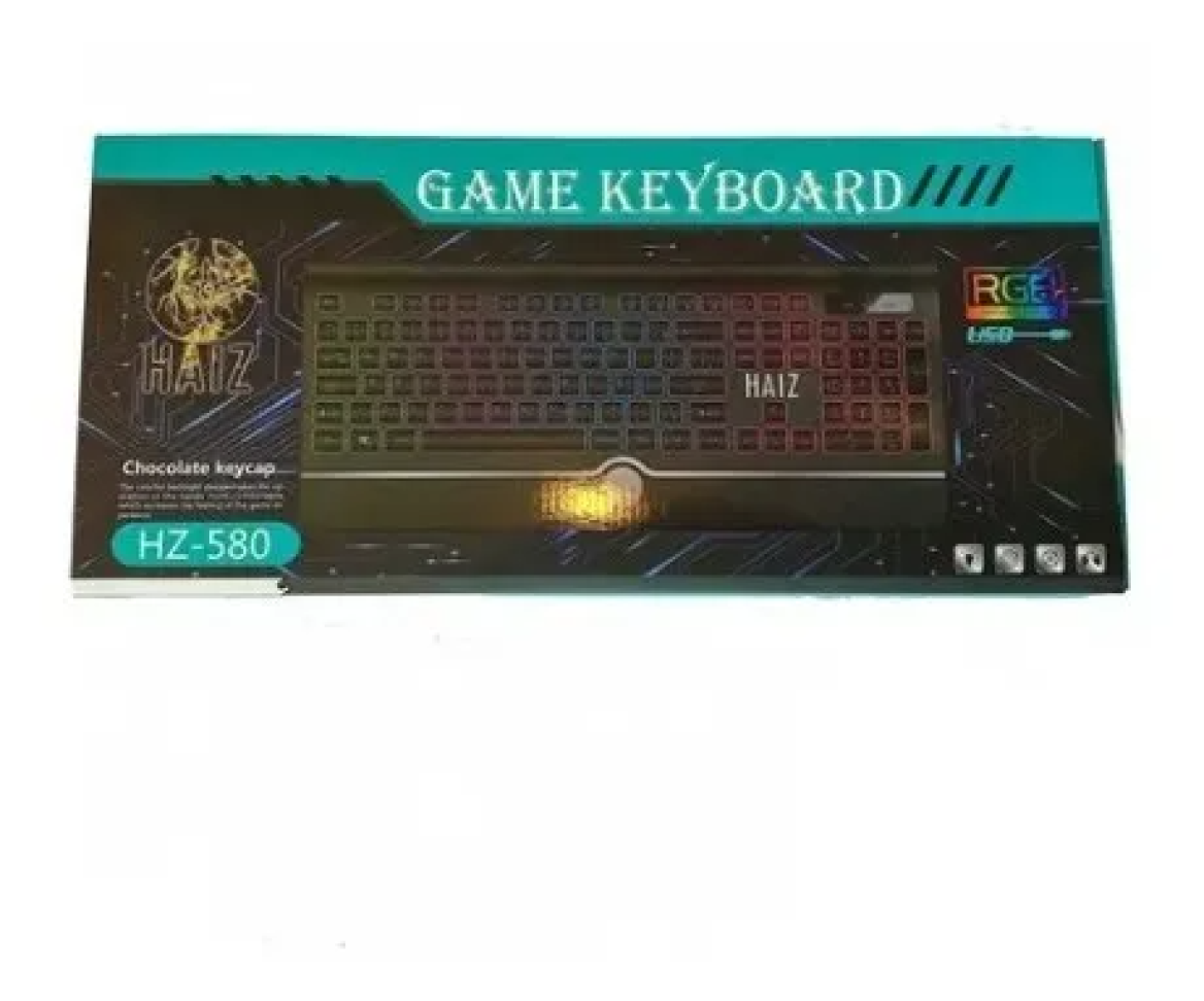 Teclado Gamer Ultrafino Haiz Hz-580 Qwerty Português Luz Rgb