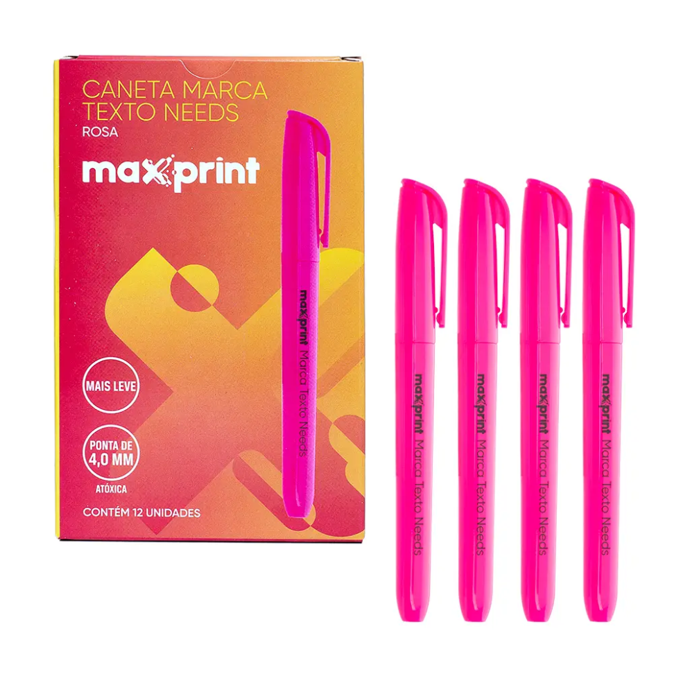 Caneta Marca Texto Maxprint Cor Rosa