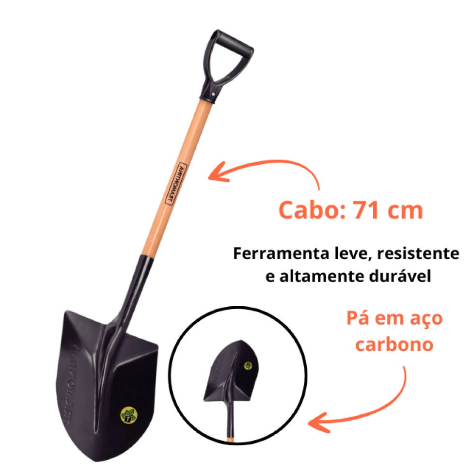 Pá de Bico Tramontina 46030 em Aço com Cabo de Madeira 71 cm