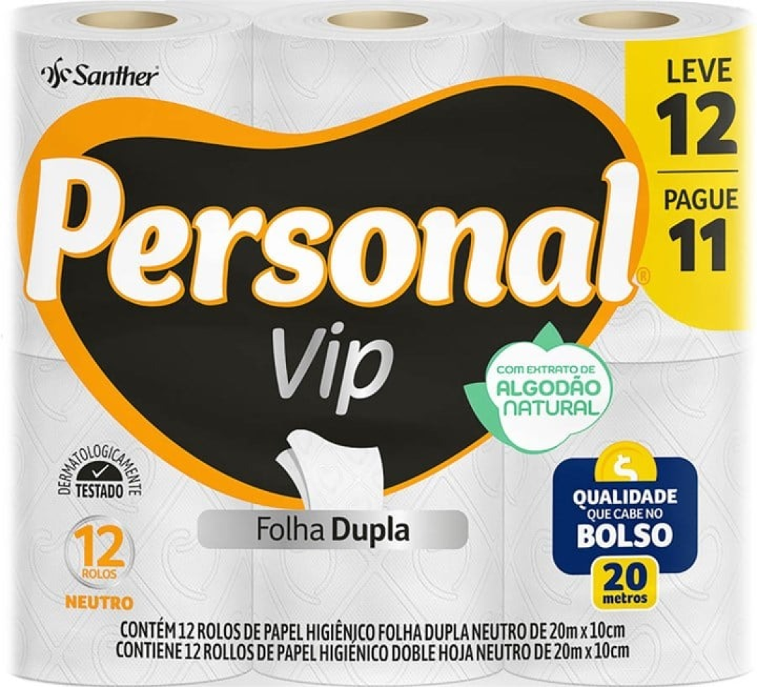 Papel Higiênico Personal Folha Dupla 12 Rolos