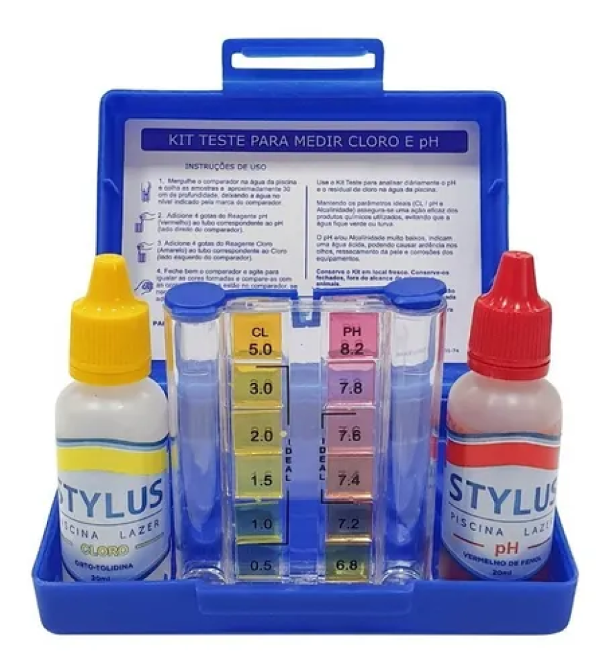 Kit Estojo Stylus Teste de Ph e Cloro