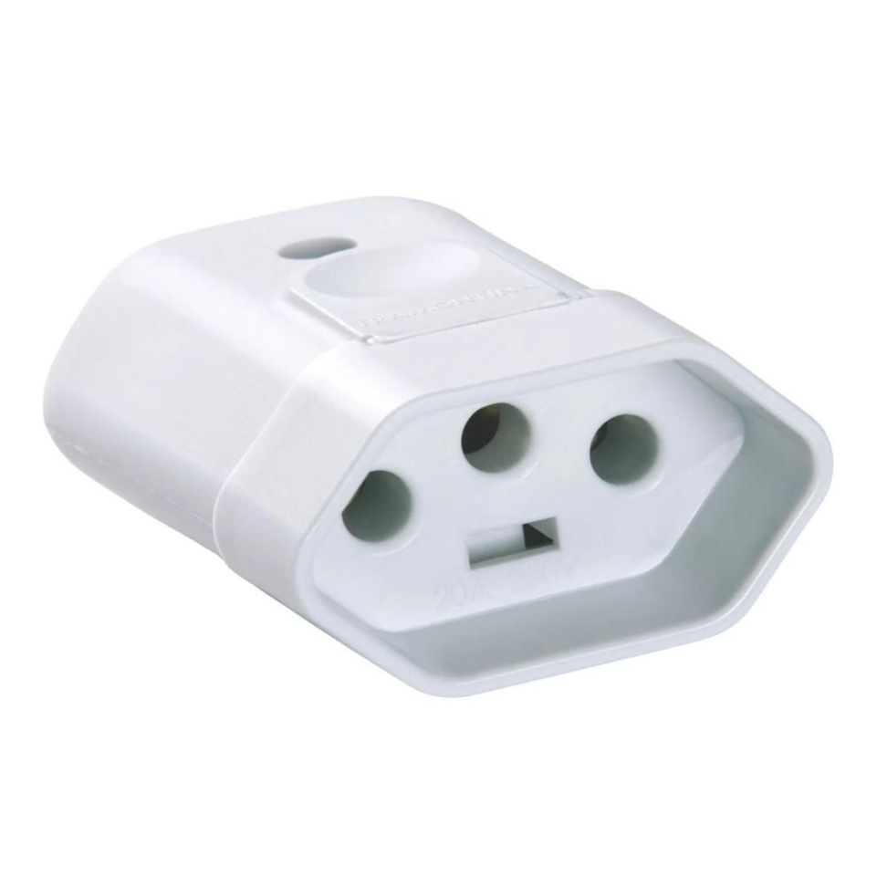 Plugue Fêmea Tramontina 2P+T 10A 250V Preto/Branco