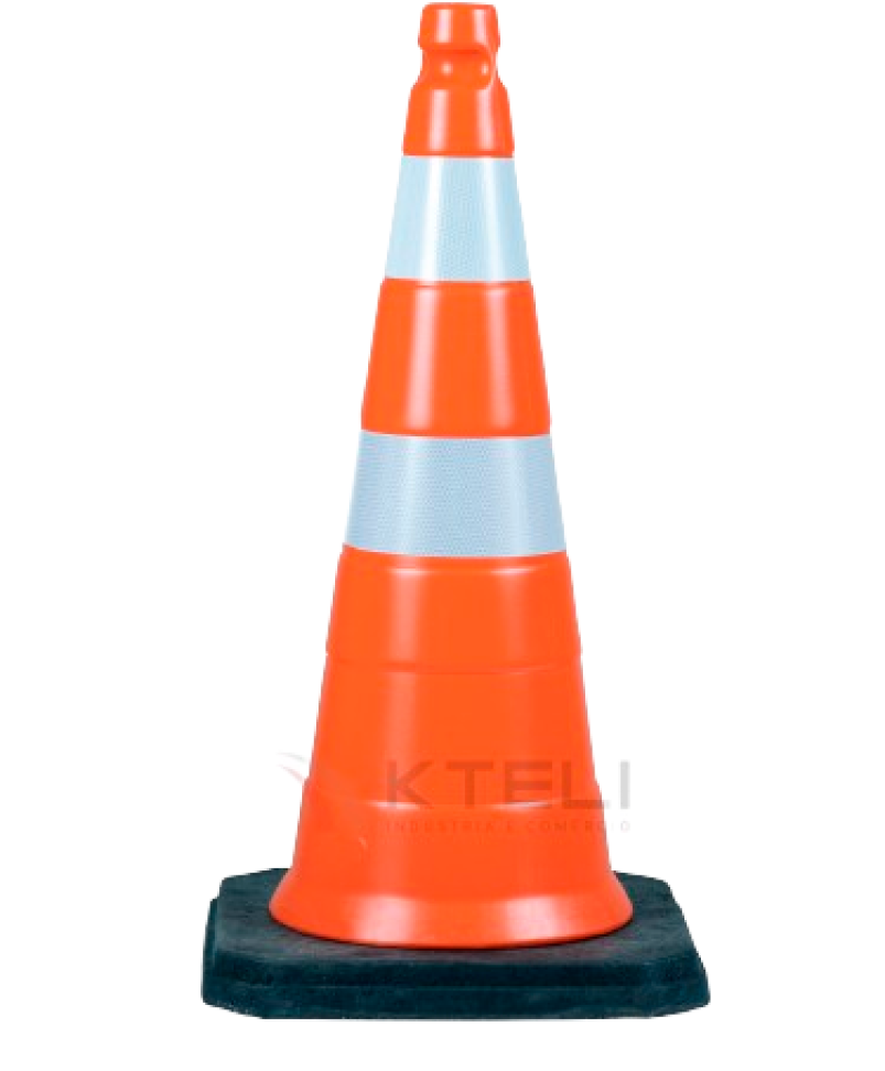 Cone de Sinalização 75cm Flexível Refletivo Base Borracha