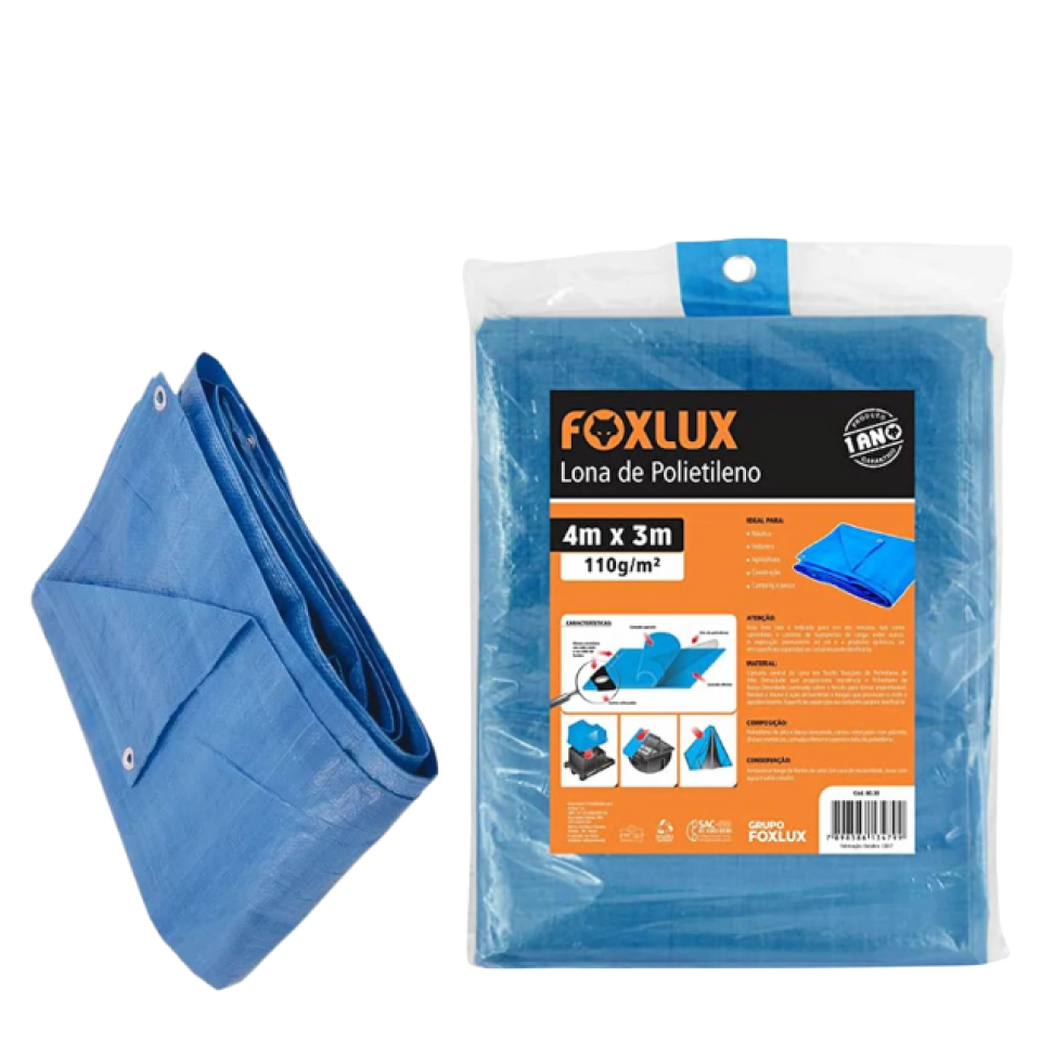Lona de Polietileno Famastil Azul Com Ilhós 4x3m