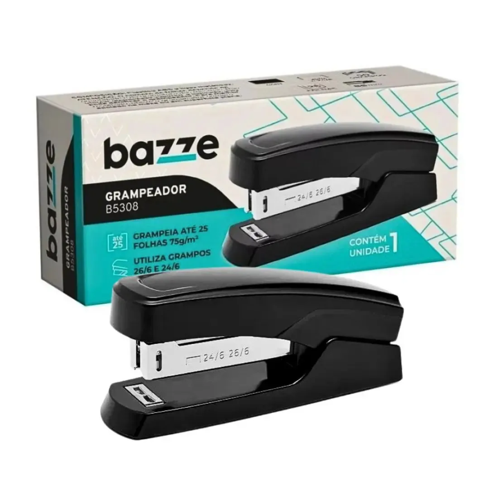 Grampeador Bazze Metal 20fls Cor Preto