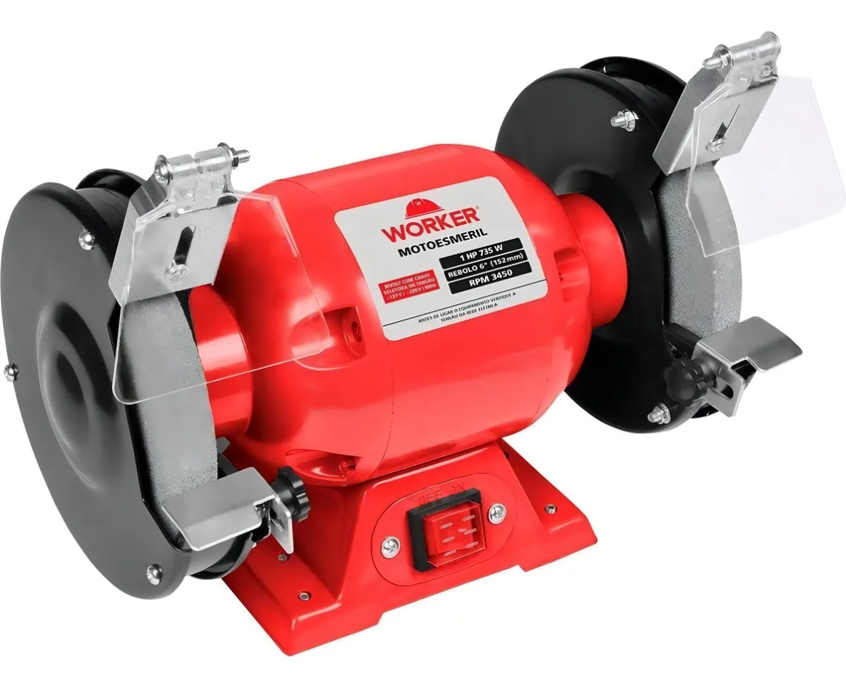 Moto Esmeril Lixadeira de Bancada 6" 735w 1cv Worker