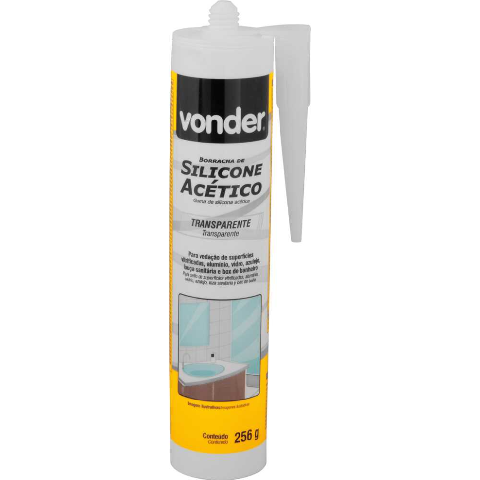 Borracha de Silicone Vonder Acético Transparente 256g