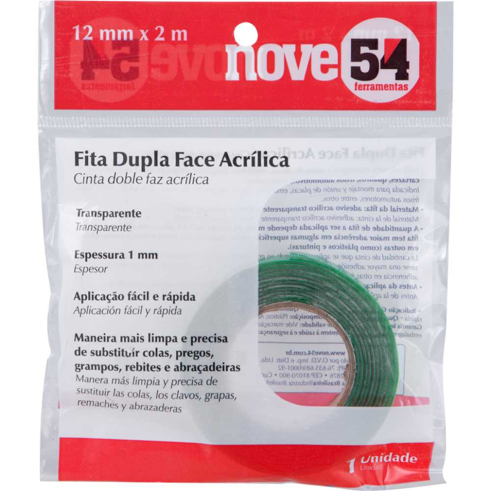 Fita Adesiva Dupla Face Nove54 12mm x 2m