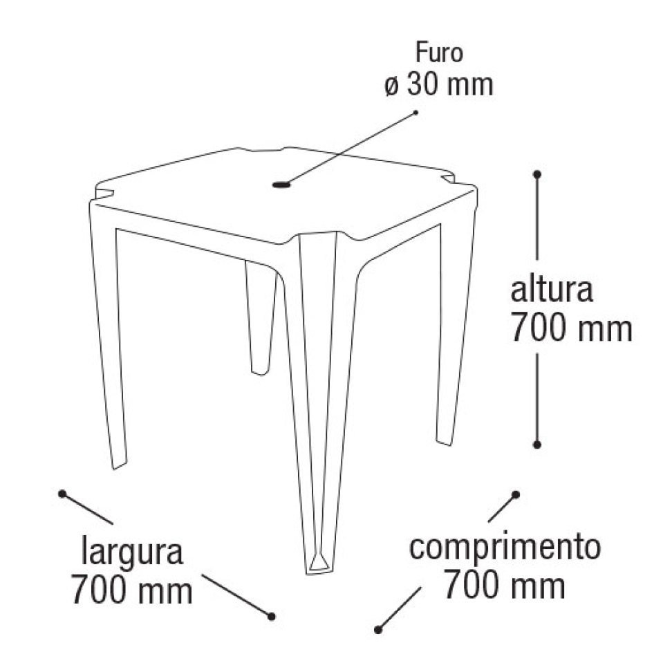 Mesa Plástica Arqplast Quadrada Branca 70 x 70cm