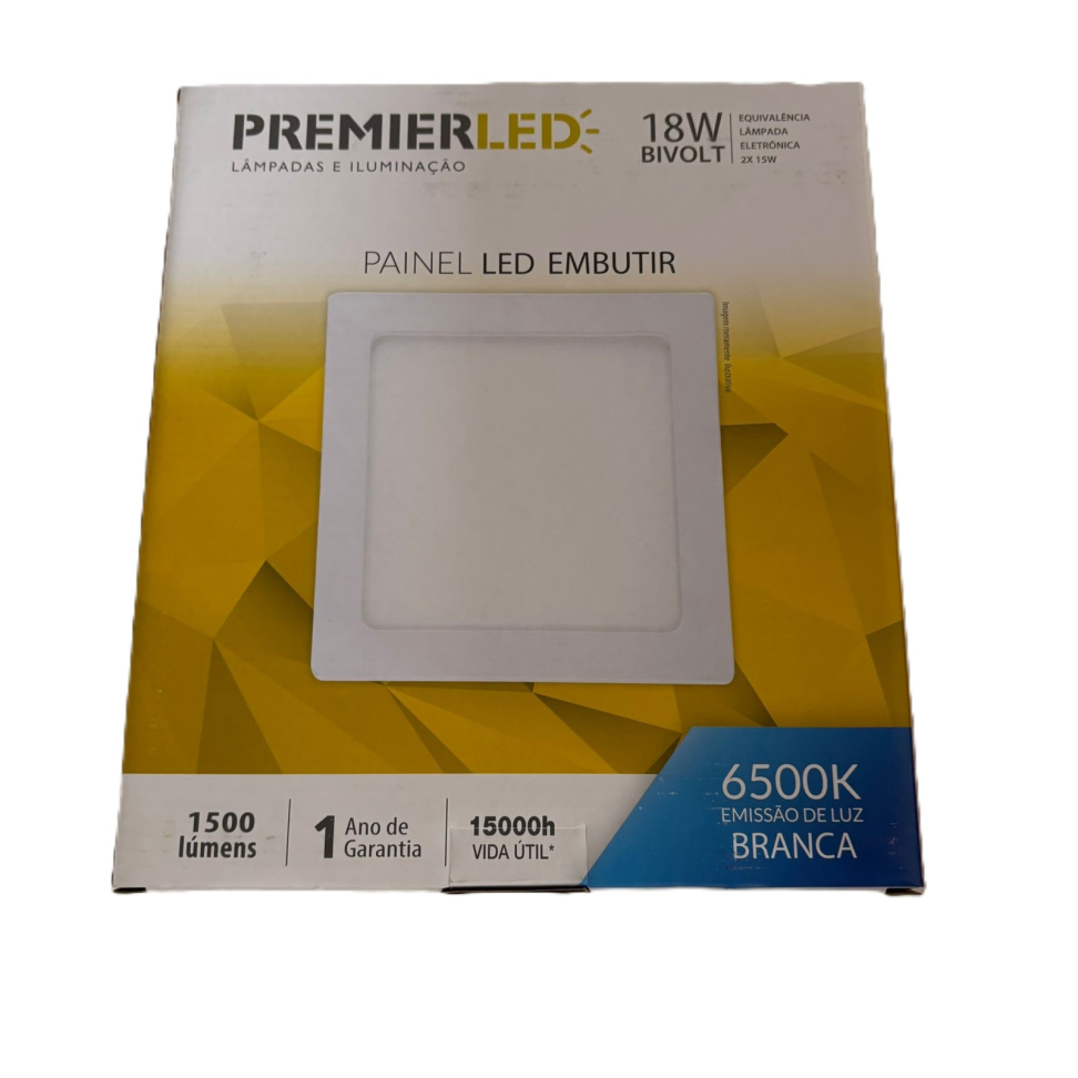 Painel de Led Sobrepor Quadrado 18W Premier Bivolt D22,5cm