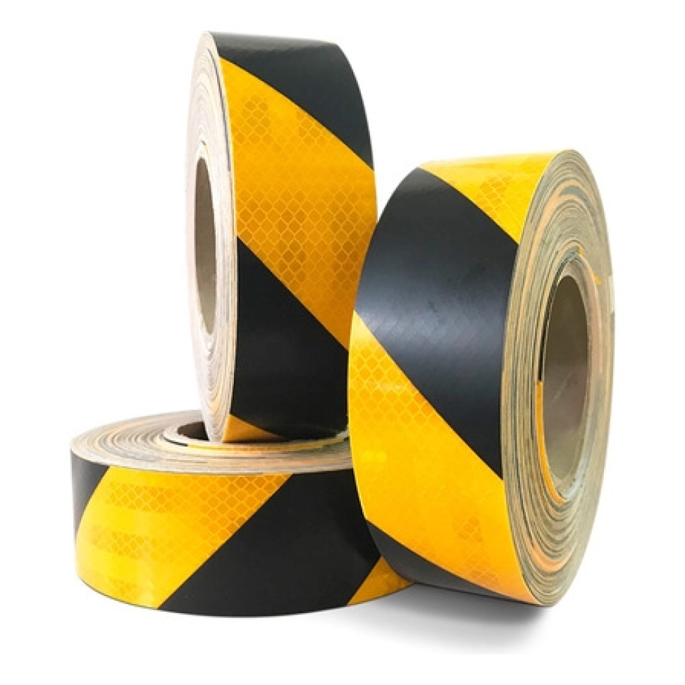 Adesivo Refletivo Prismático Amarelo e Preto 05cm