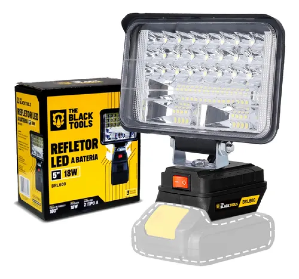Lanterna Refletor Portátil Led 18w 6000k Led Com Bateria