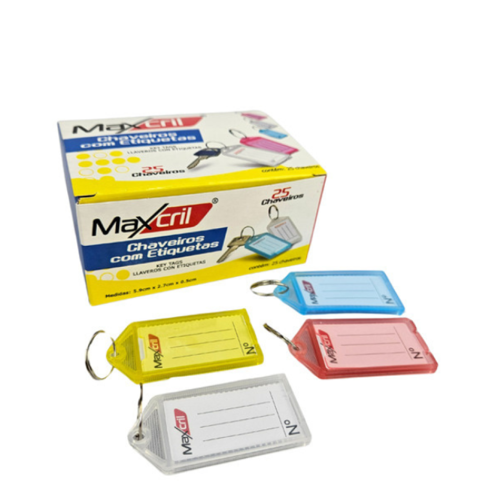 Chaveiro Plástico Maxcril C25 Etiqueta Colorida - Caixa