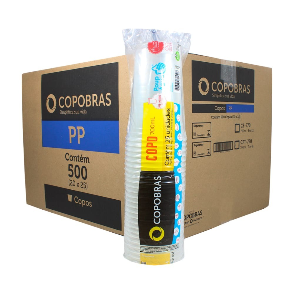 Copo Descartável 700ml Copobrás Liso Trasparente