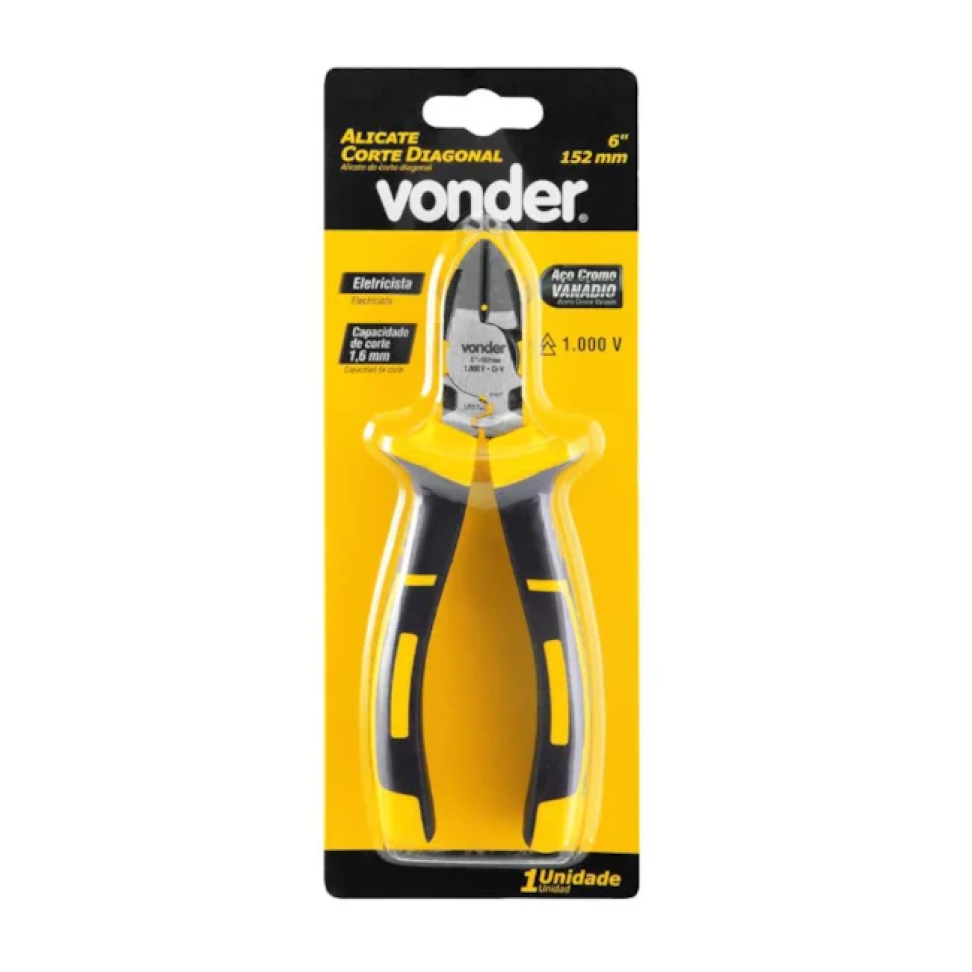 Alicate Corte Vonder Diagonal Amarelo Isolado 6"