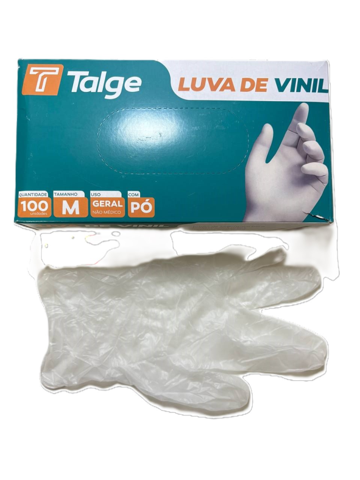 Luva Descartável Vinil Talge M Com Pó C/100