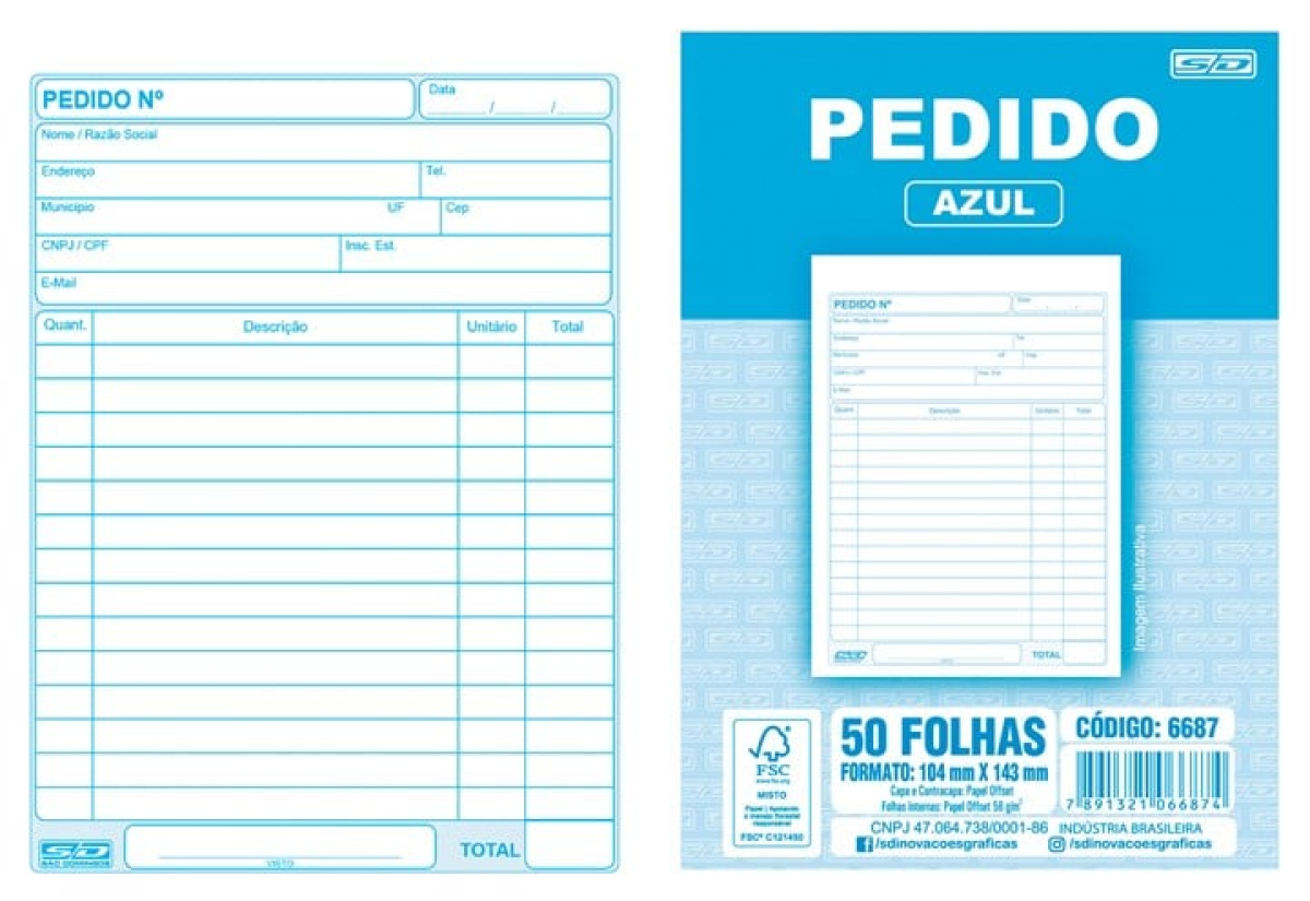 Talão Pedido São Domingos Azul 50Fls