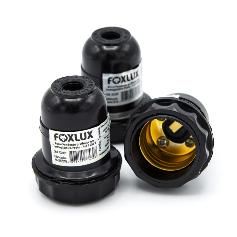 Bocal Pendente Com Rabicho Foxlux Preto