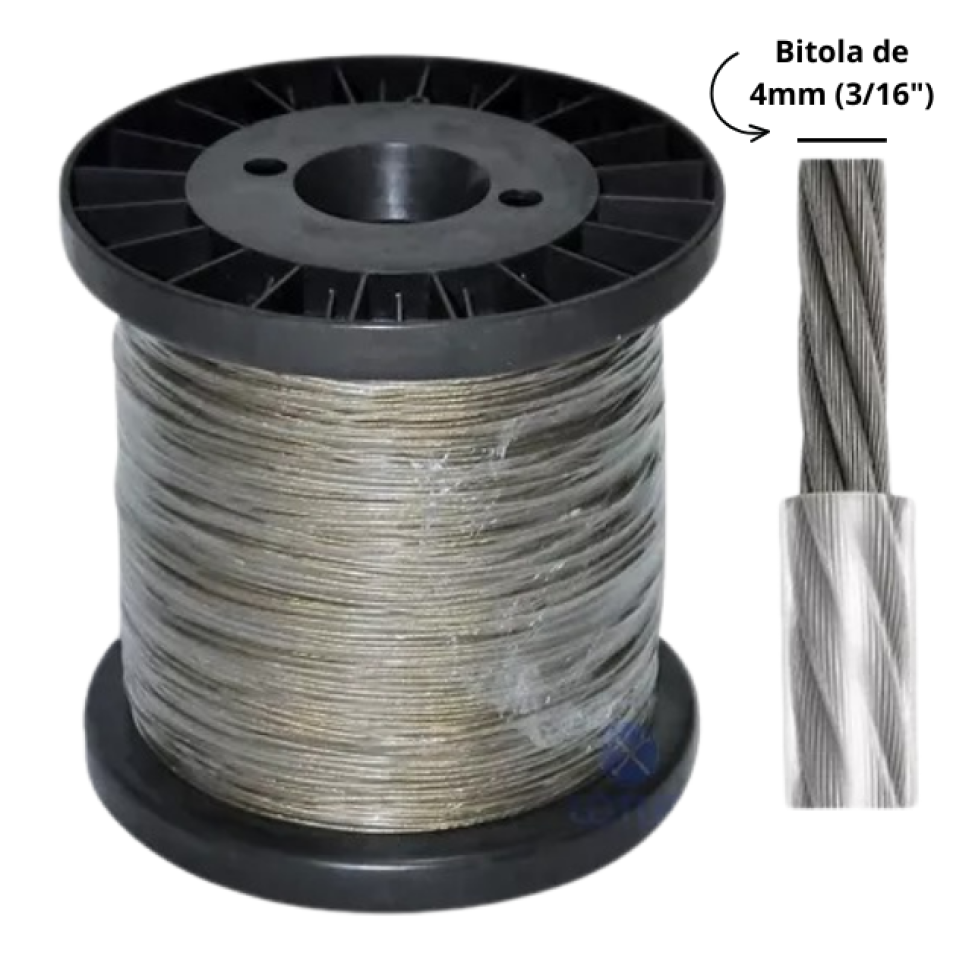 Cabo de Aço Revestido PVC 3/16" 4mm (metro)