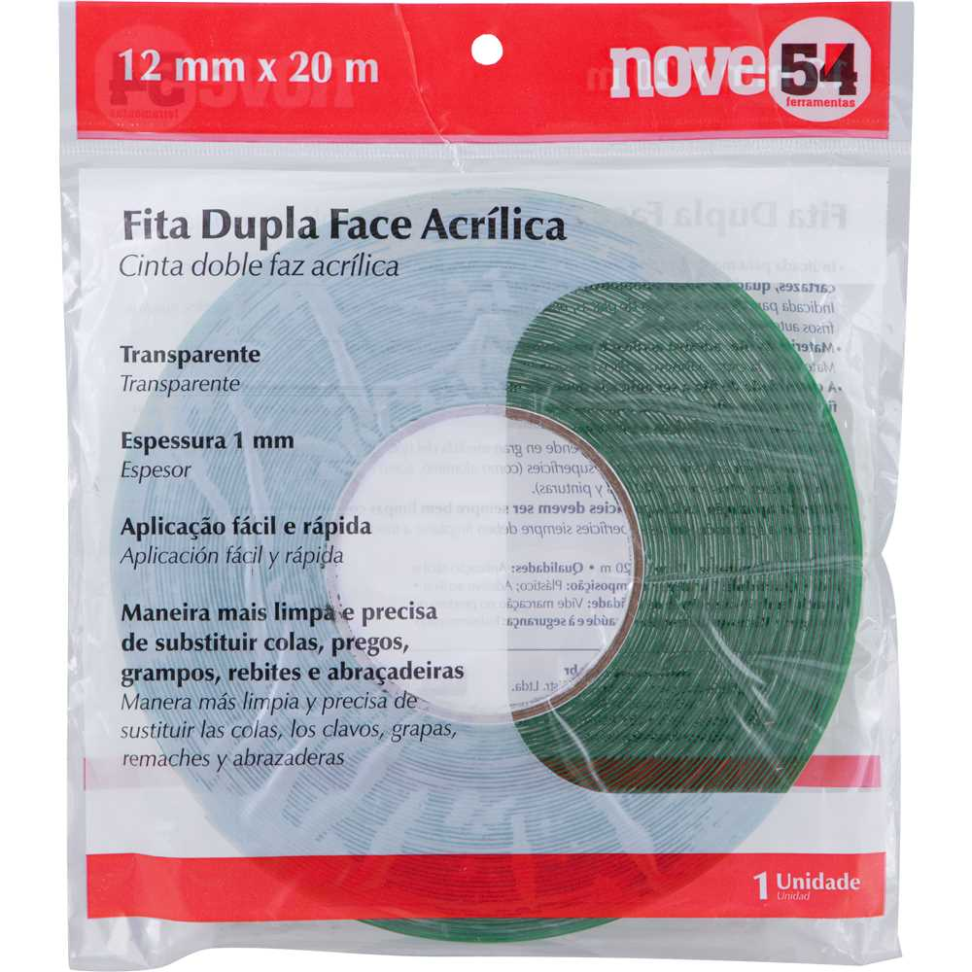 Fita Adesiva Dupla Face Nove54 12mm x 20m