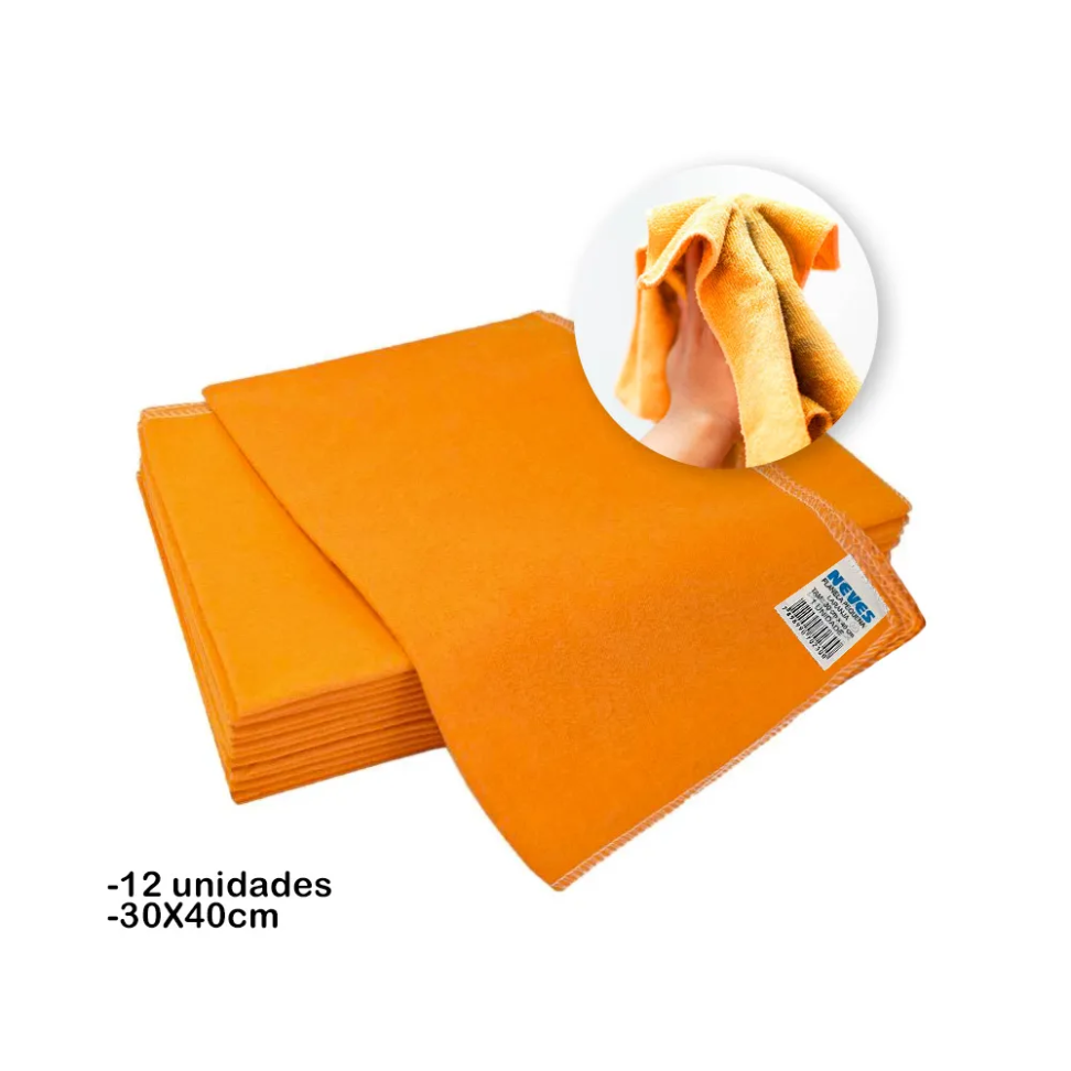 Flanela de Limpeza Laranja 30x40cm 100% Algodão